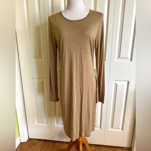 MICHAEL KORS Beige/Gold Studded Jersey Dress L NWOT